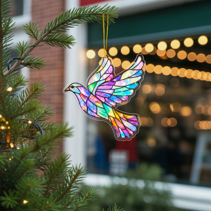 Stained Glass Hummingbird Acrylic Ornament - Colorful Holiday Decor