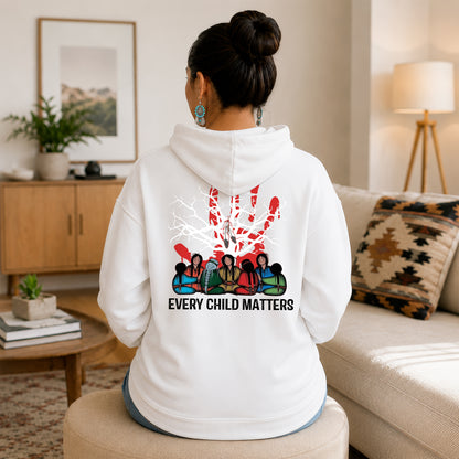 Every Child Matters Indigenous Roots Red Hand Design For Orange Shirt Day - Two sides - Unisex T-shirt/V-neck T-shirt/Hoodie/Sweatshirt