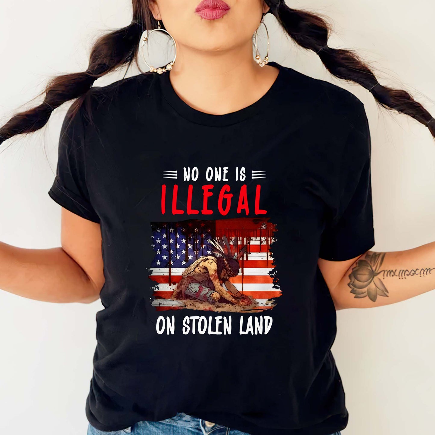 No One Is Illegal on Stolen Land - Native American Pride Unisex T-Shirt/T-Shirt V-Neck/Hoodie/Sweatshirt