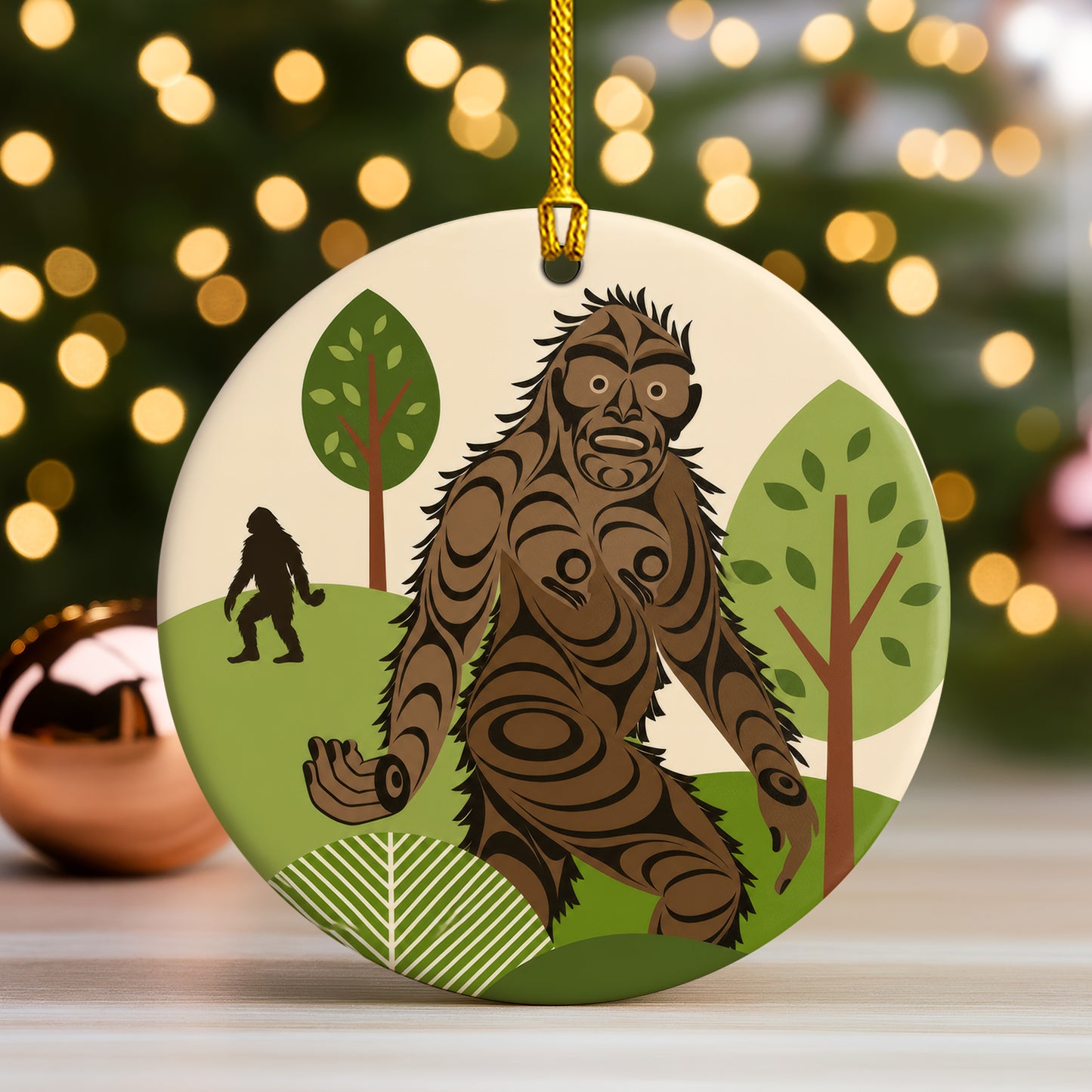 Bigfoot Ceramic Ornament – Sasquatch Forest Christmas Tree Decoration