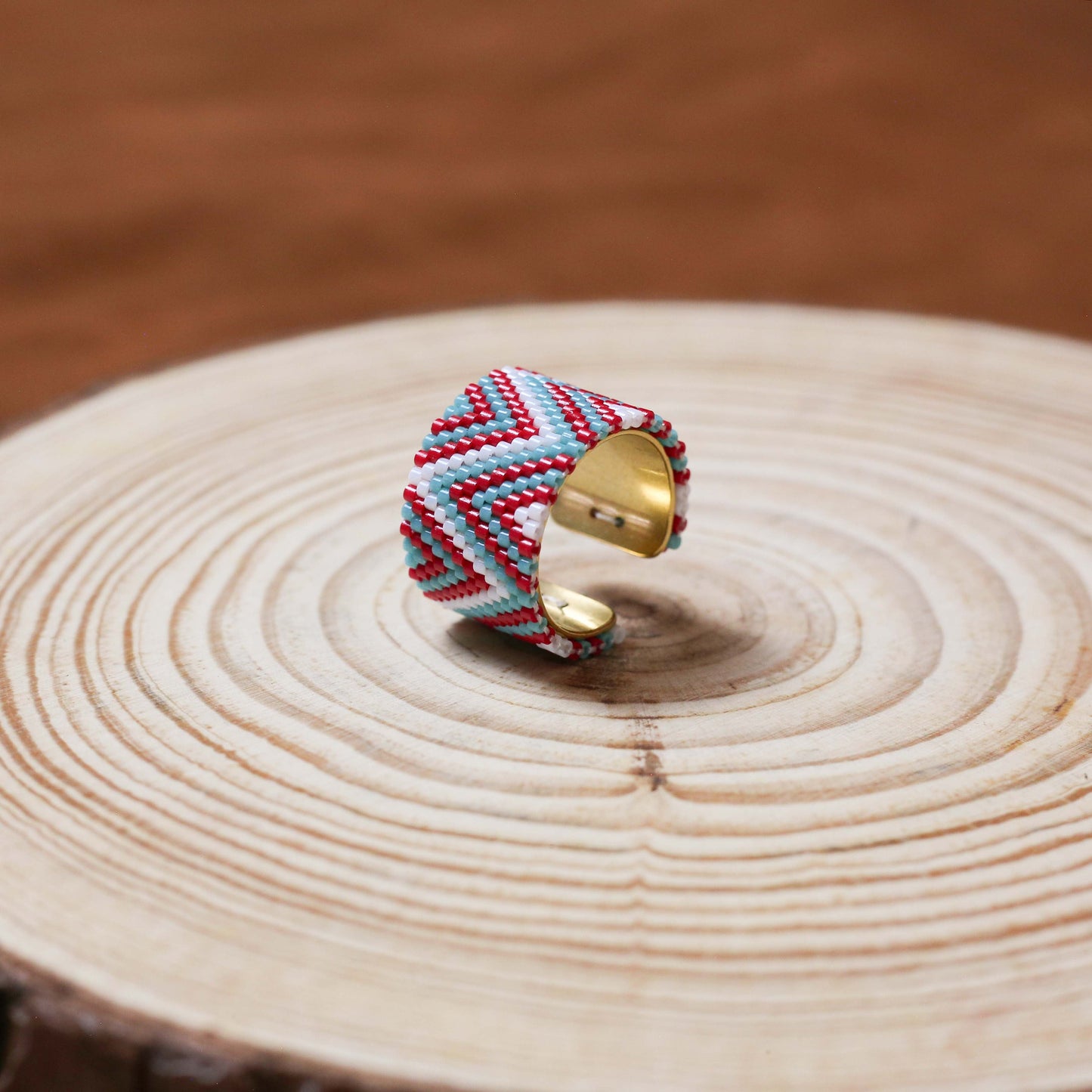 Native American Ring With Beaded Pattern