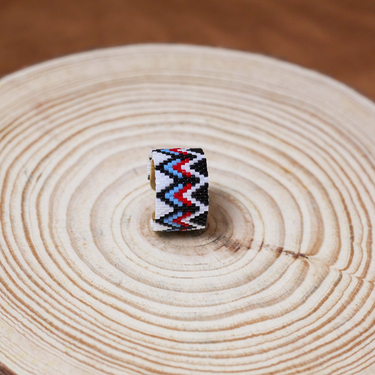 Native American Ring With Beaded Pattern