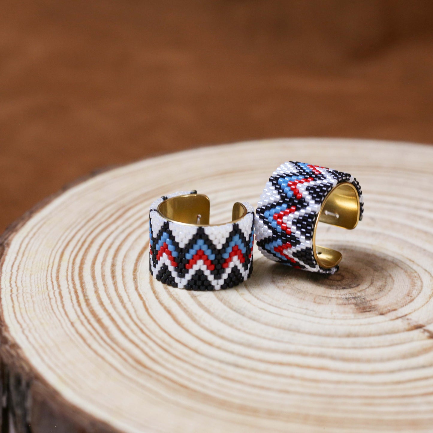 Native American Ring With Beaded Pattern