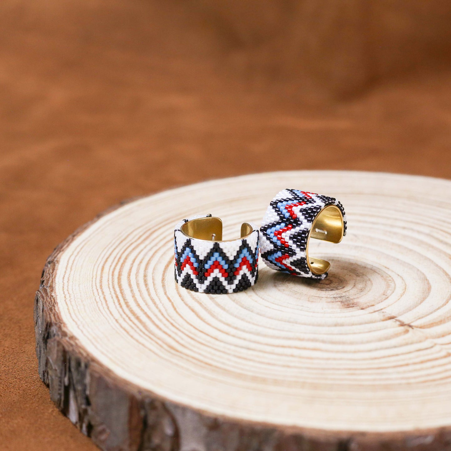 Native American Ring With Beaded Pattern