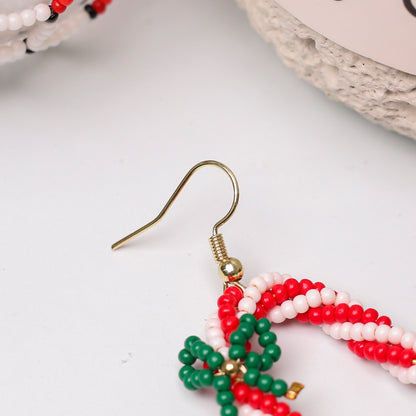 Native-Inspired Beaded Candy Cane Earrings