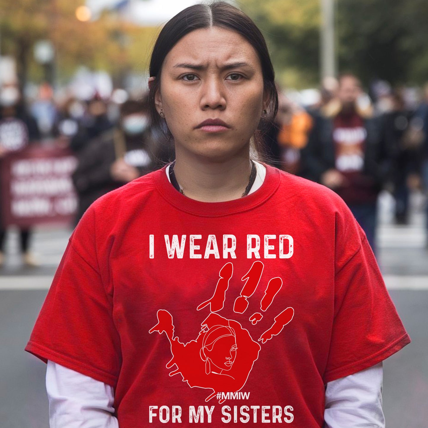 MMIW I Wear Red for My Sisters Red Hand Unisex T-Shirt/T-Shirt V-Neck/Hoodie/Sweatshirt