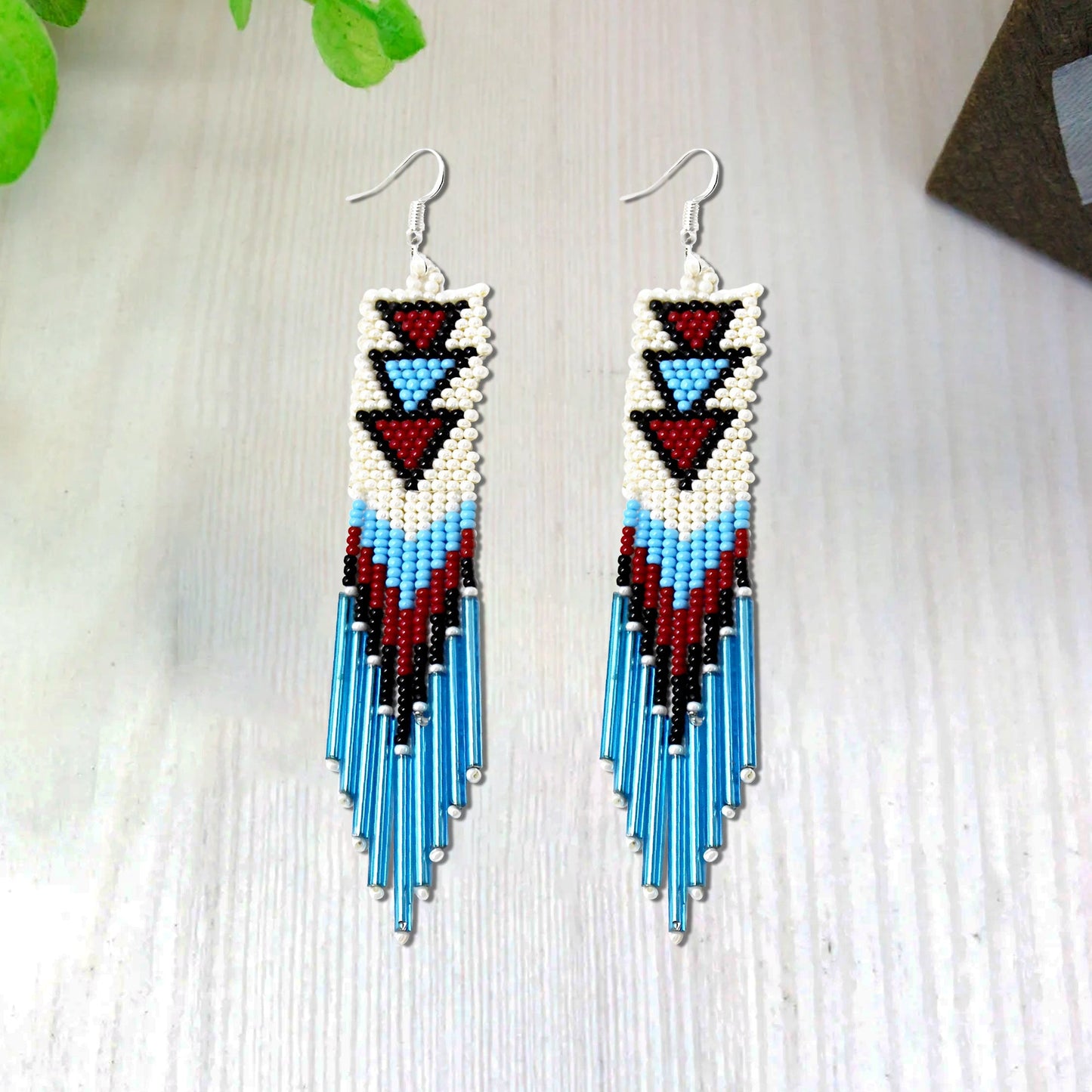 Long Beaded Handmade Hook Earrings For Women