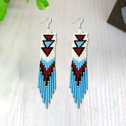 Long Beaded Handmade Hook Earrings For Women