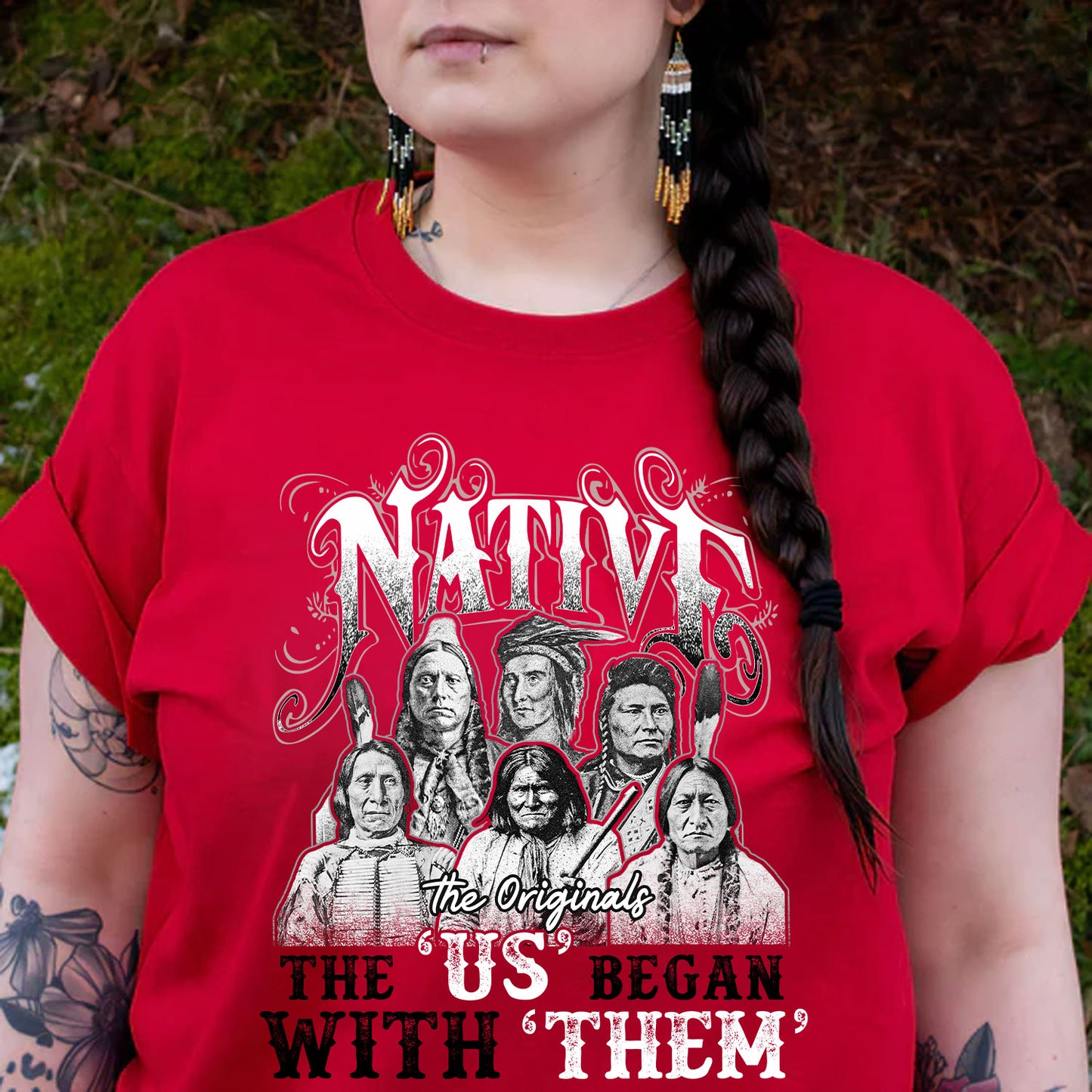 Native American Heritage - “The US Began With Them” Graphic Unisex T-Shirt/T-Shirt V-Neck/Hoodie/Sweatshirt