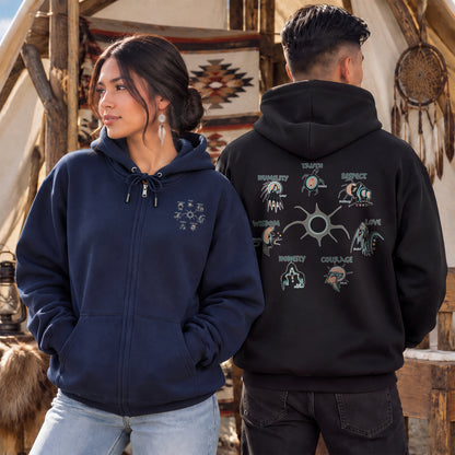 The Seven Sacred Laws Indigenous Culture - Two Sides Unisex Hoodie Zip
