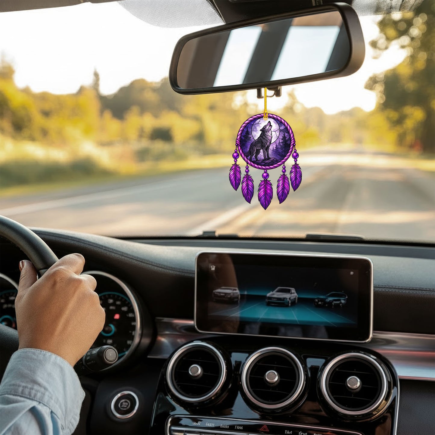 Wolf Dreamcatcher - Purple Moon Forest - Unique Christmas Gift Decor Flat Acrylic