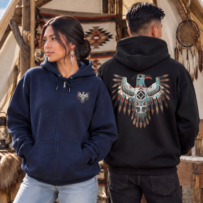 Thunderbird Native American Eagle - Two Sides Unisex Hoodie Zip