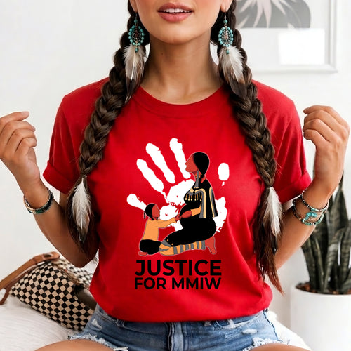 Justice For MMIW Red Handprint Unisex T-shirt/V-neck T-shirt /Hoodie/Sweatshirt