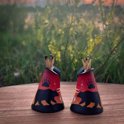 Handmade Tipi Earrings - Native American Inspired Beaded Jewelry for Women