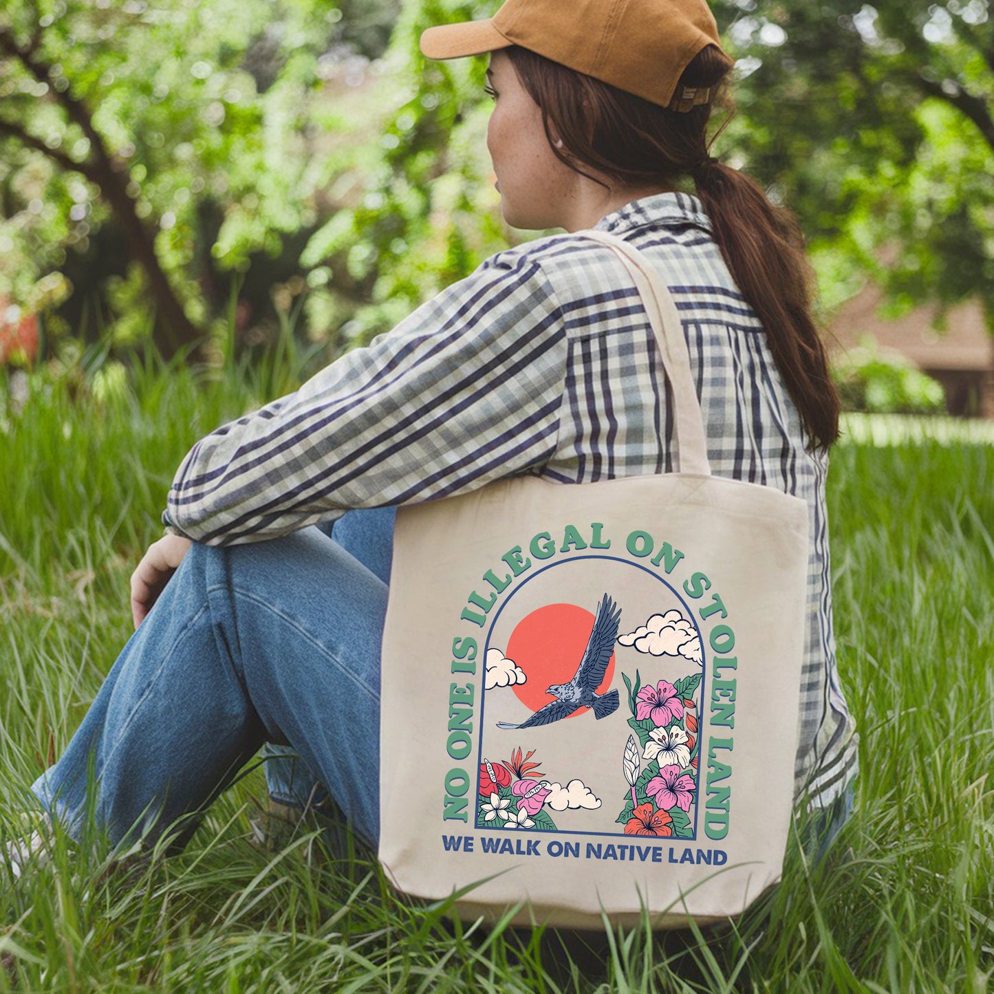 NO ONE IS ILLEGAL ON STOLEN LAND. WE WALK ON NATIVE LAND - Tote Bag S19