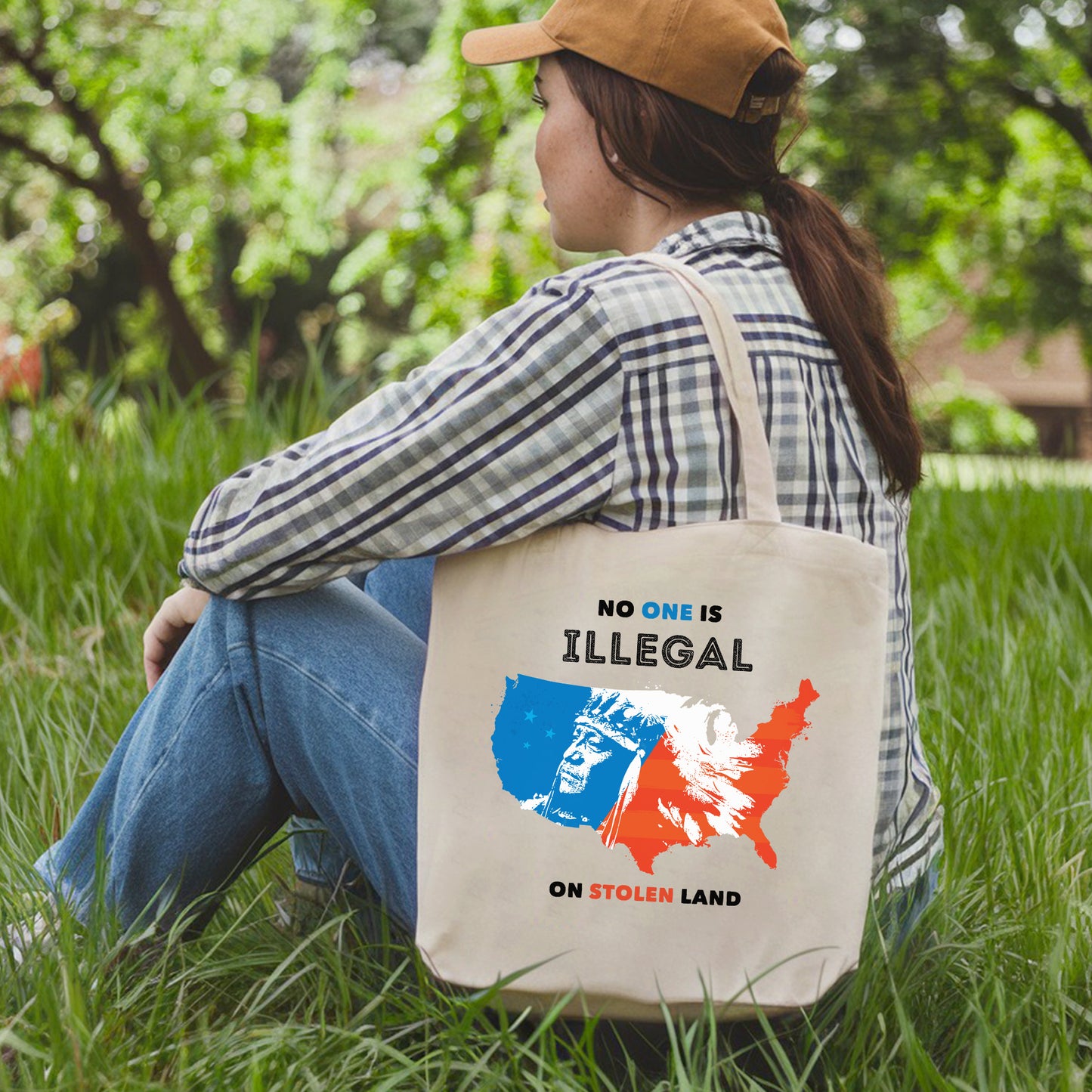 NO ONE IS ILLEGAL ON STOLEN LAND. WE WALK ON NATIVE LAND - Tote Bag S22