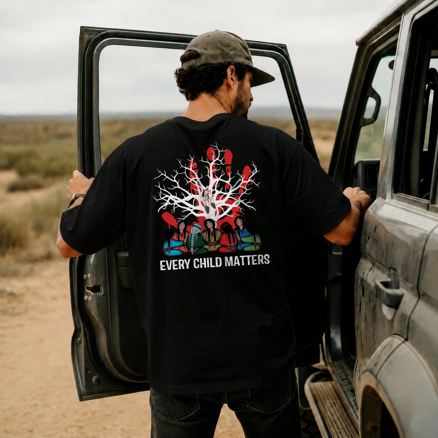 Every Child Matters Indigenous Roots Red Hand Design For Orange Shirt Day - Two sides - Unisex T-shirt/V-neck T-shirt/Hoodie/Sweatshirt