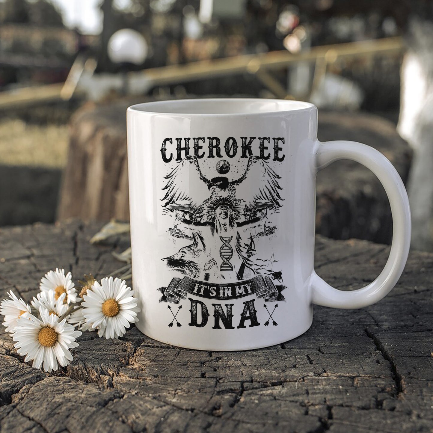 Cherokee It's In My DNA Black&White Ceramic Coffee Mug 10B