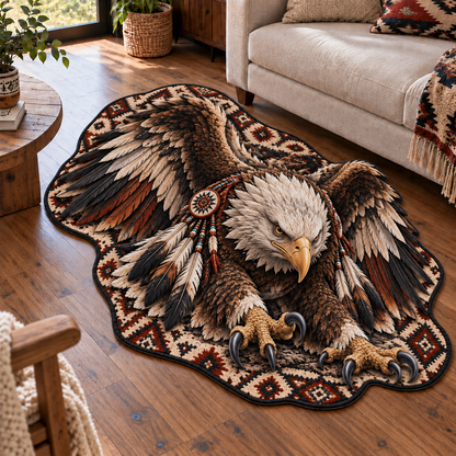 Native American Style Wildlife 3D Illusion Area Rug Home Decor