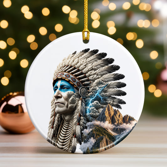 Echoes of Ancestral Land Native Christmas Ornament – Heritage-Inspired Mountain Holiday Decor