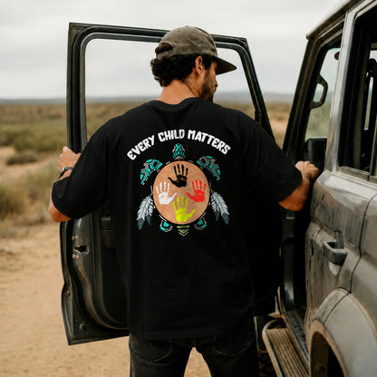 Every Child Matters Feather Hand Color On Turtle - Two sides - Unisex T-shirt/V-neck T-shirt/Hoodie/Sweatshirt