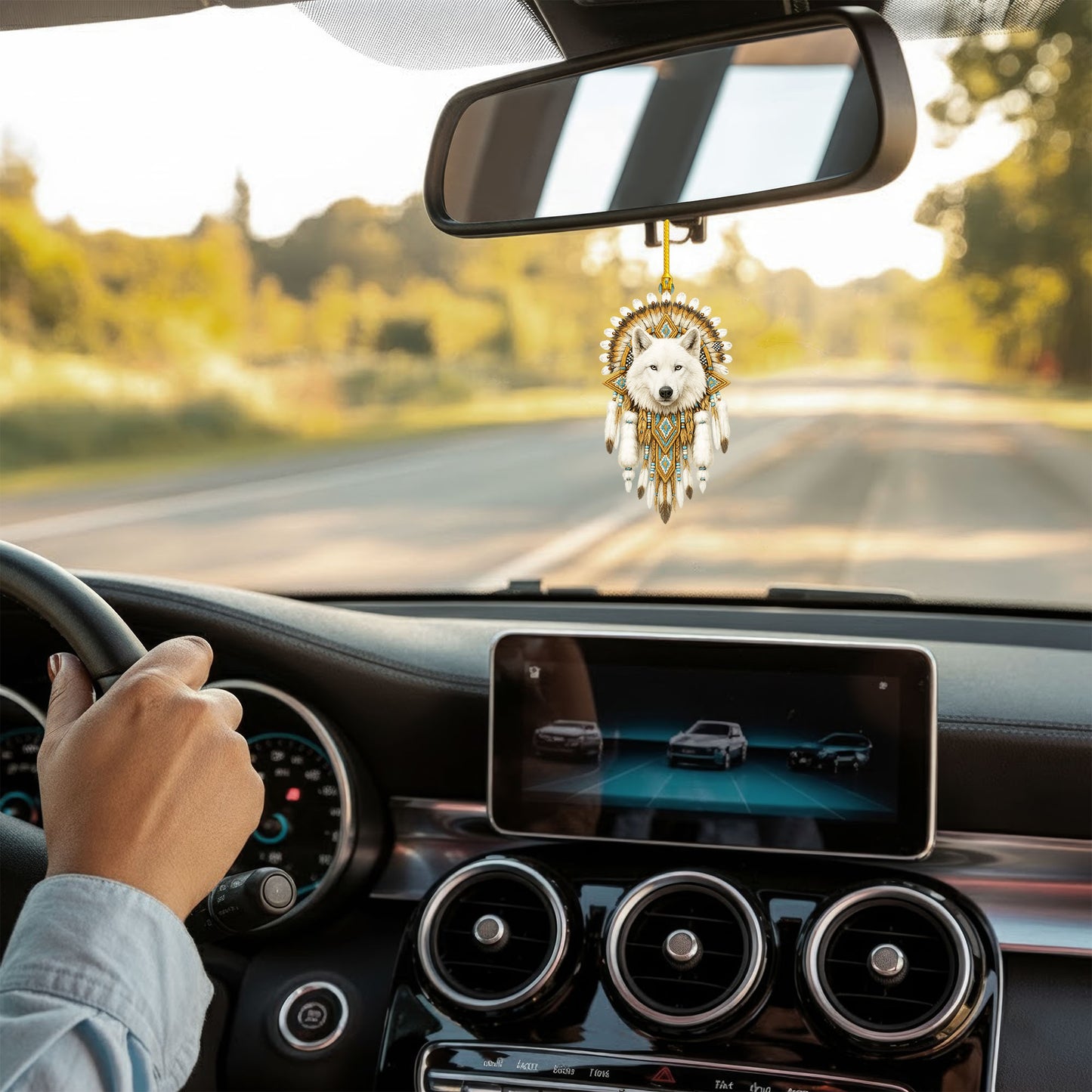 White Wolf Dreamcatcher- Indigenous Inspired - Unique Christmas Gift Decor Flat Acrylic