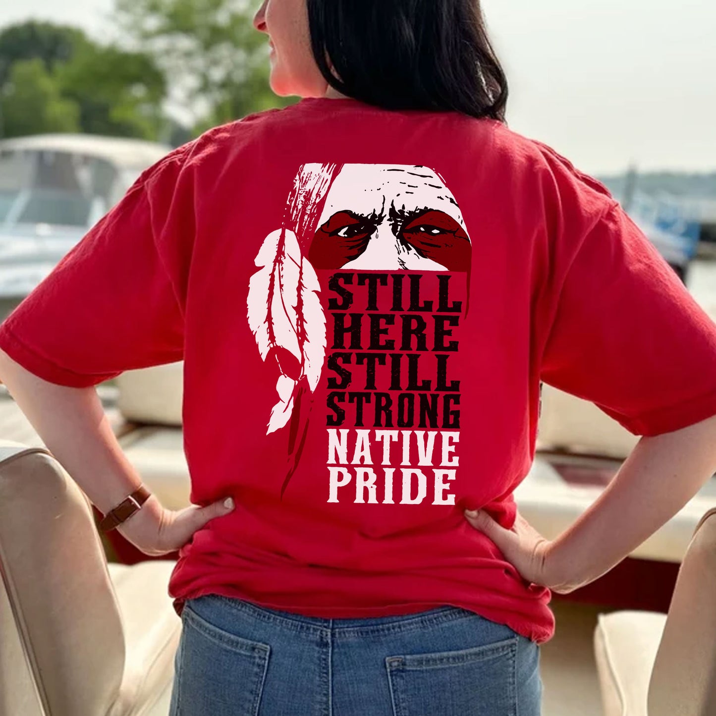 Protect Indigenous Women Red Hand Feather - Two Sides - MMIW Unisex T-shirt/Hoodie/V-Neck/Sweatshirt