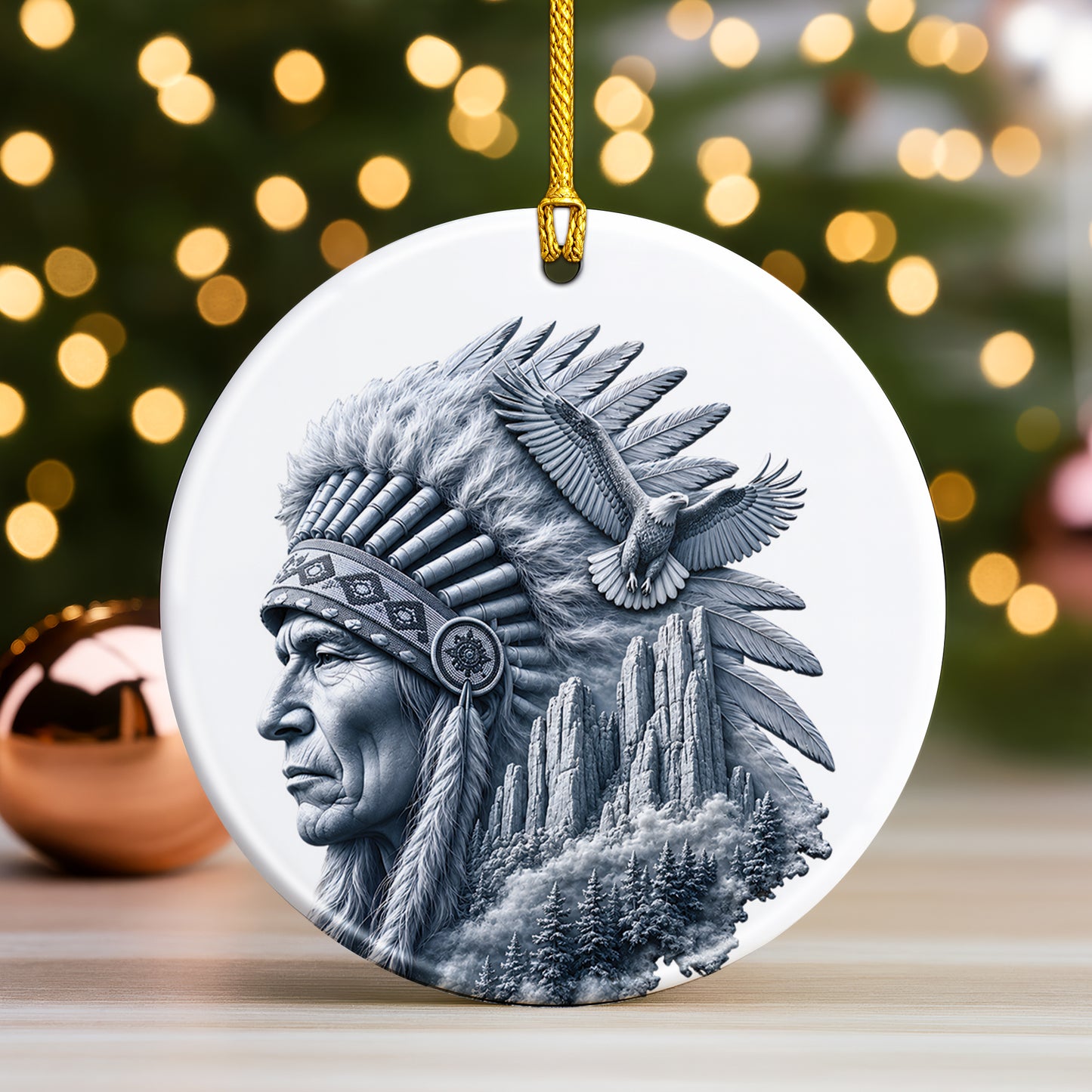 Keeper of the Mountain Eagle Native Christmas Ornament – Indigenous Heritage-Inspired Holiday Decor