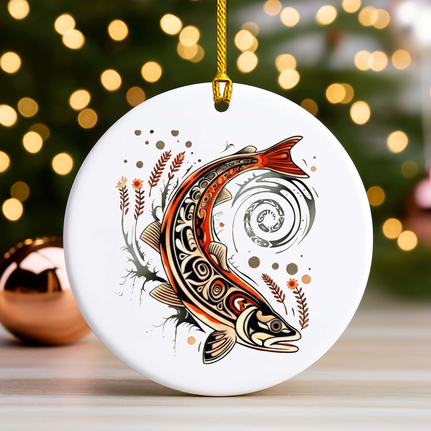 Native Fish Ceramic Ornament - Handcrafted Indigenous Art - Unique Holiday Decor
