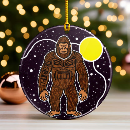 Tribal Bigfoot Ceramic Ornament - Indigenous Inspired for Holiday Decor