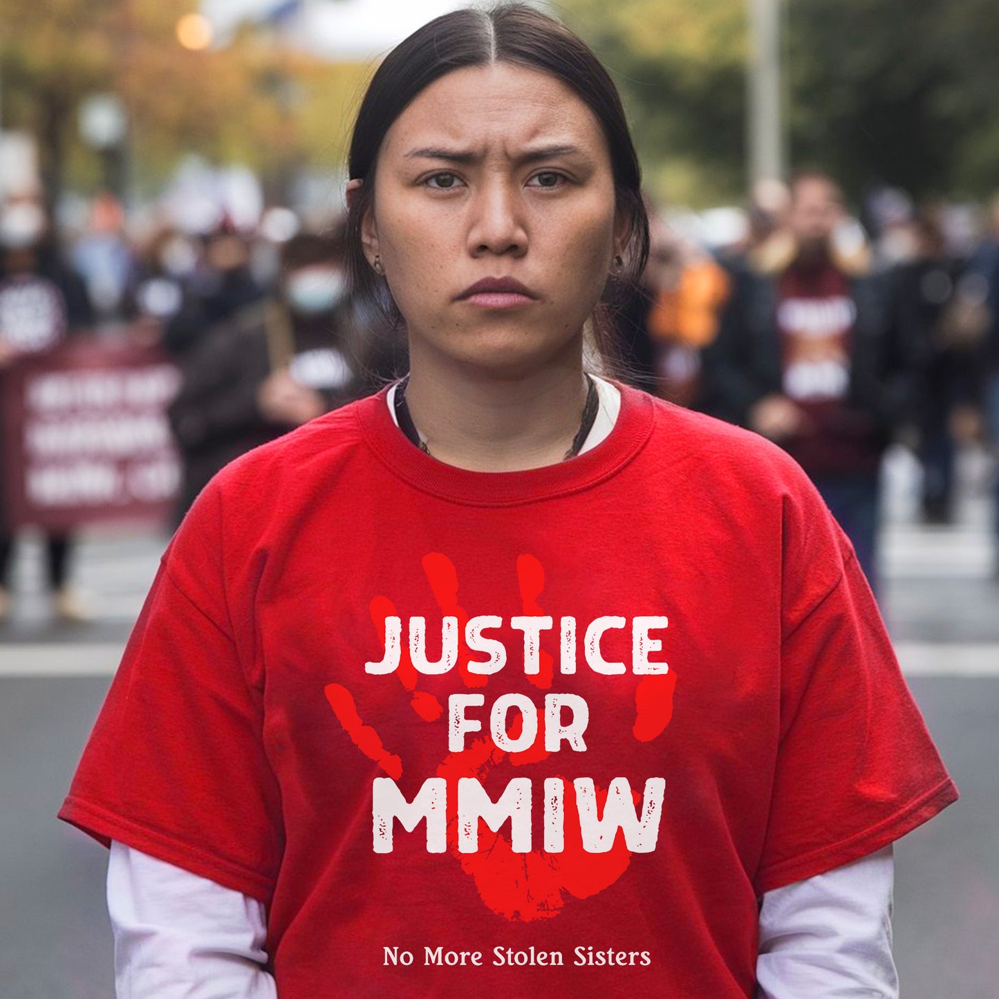 Justice for MMIW No More Stolen Sisters Red Hand Unisex T-Shirt/T-Shirt V-Neck/Hoodie/Sweatshirt