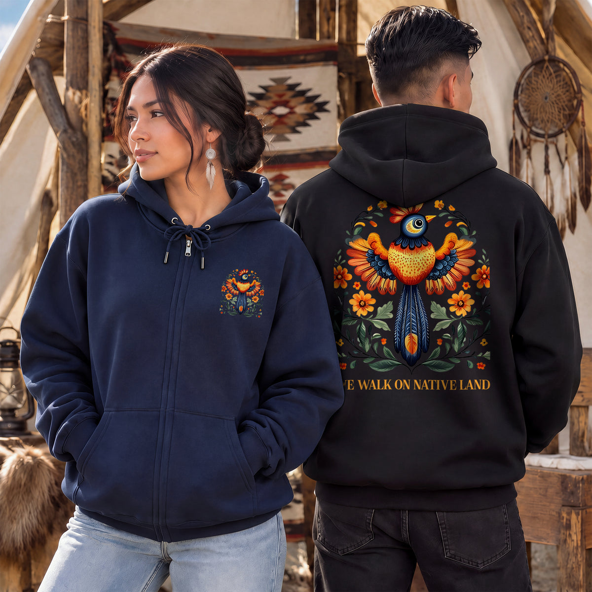 No One Is Illegal On Stolen Land  - Two Sides Unisex Hoodie Zip