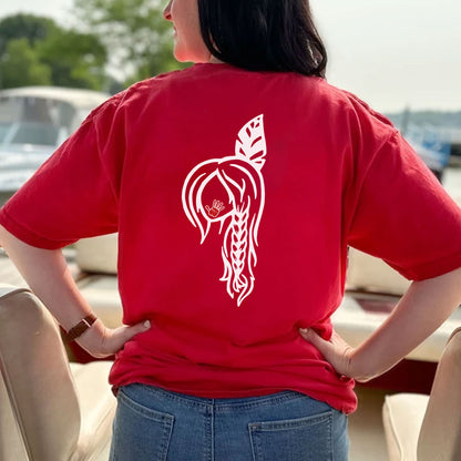 Braided Hair Red Handprint Indigenous Woman - Two Sides - MMIW Unisex T-Shirt/Hoodie/V-Neck/Sweatshirt