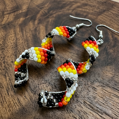 Sacred Spiral Handmade Beaded Drop Turquoise Earring