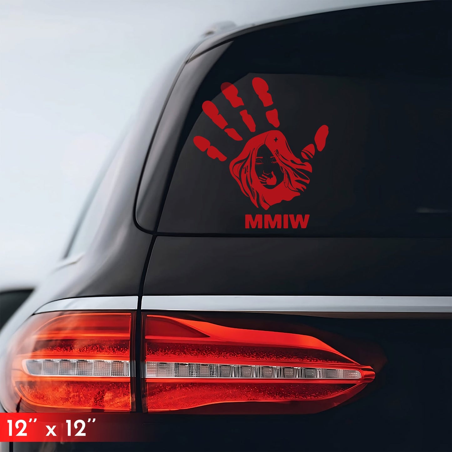 MMIW - I Wear Red, No More Stolen Sisters Red Hand Car Decal 313