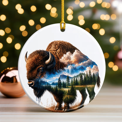 Native Bison Spirit Christmas Ornament – Indigenous-Inspired Decor