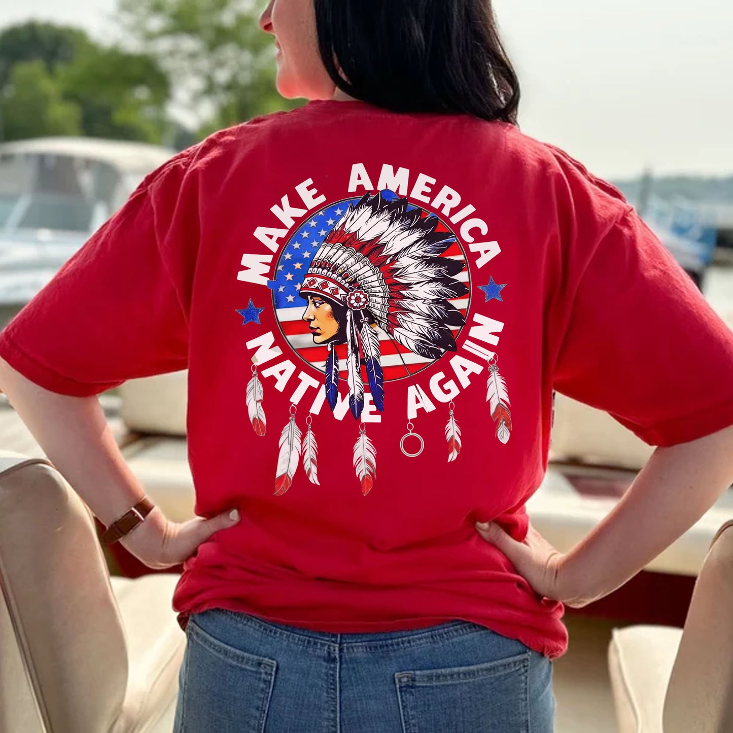 Make America Native Again - Chief Headdress Indigenous Pride - Two sides - Unisex T-Shirt/T-Shirt V-Neck/Hoodie/Sweatshirt