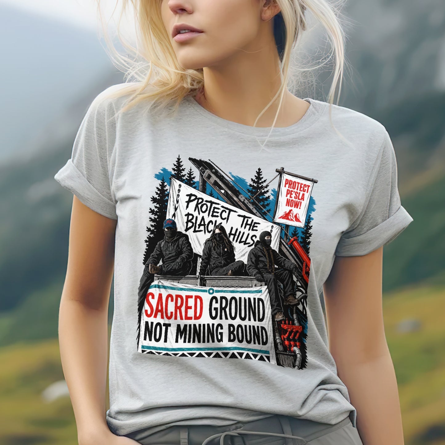 Protect the Black Hills - Sacred Ground Not Mining Bound Unisex T-shirt/T-shirt V-neck/Hoodie/Sweatshirt