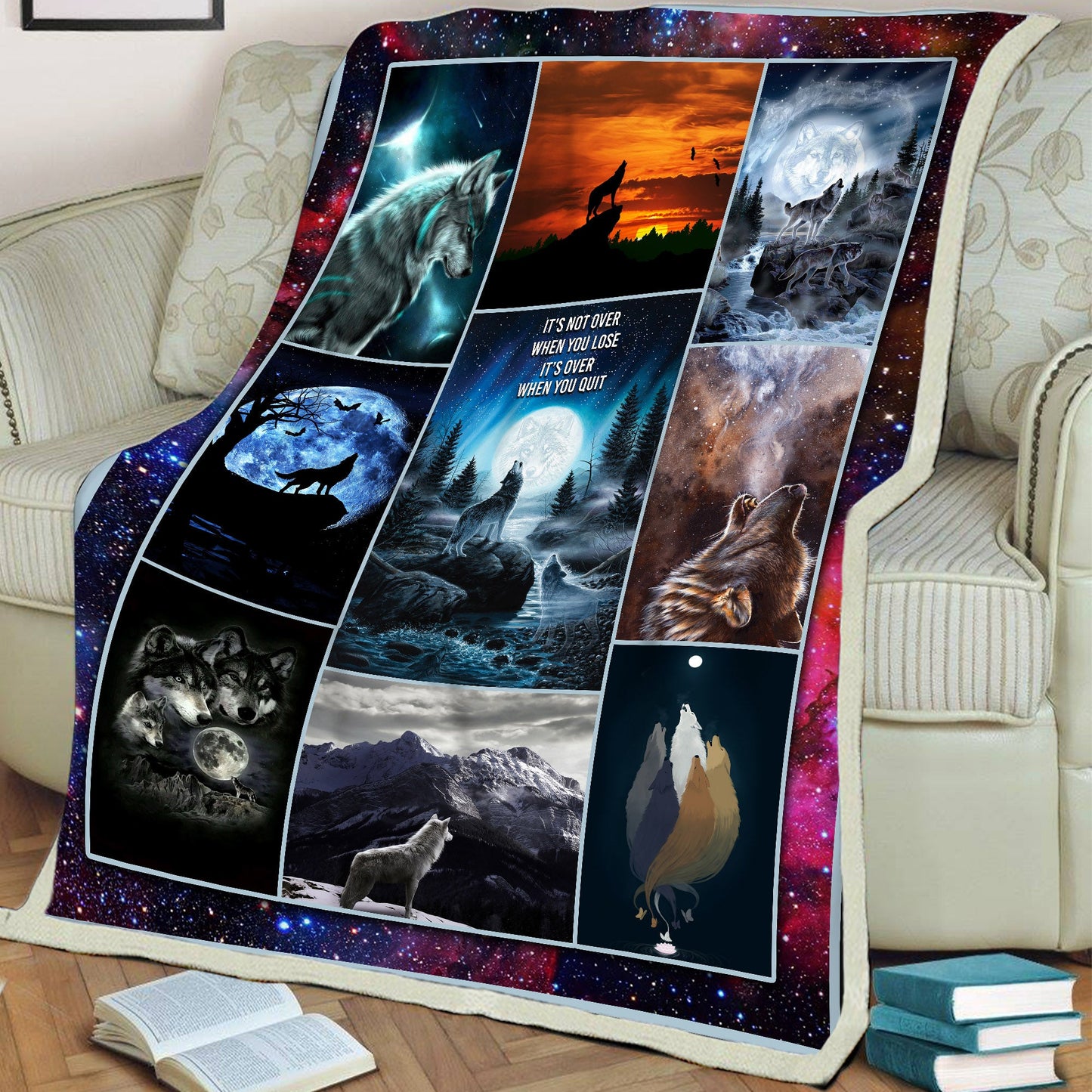 Native American Night Wolves Symbols Soft and Warm Fleece Blanket