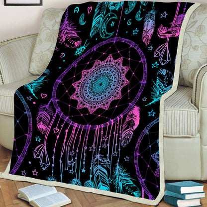 Native American Style Purple Dreamcatcher Soft And Warm Fleece Blanket