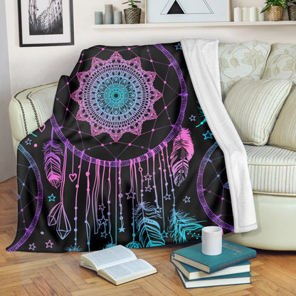 Native American Style Purple Dreamcatcher Soft And Warm Fleece Blanket