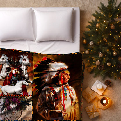 Native Pairing Soft And Warm Fleece Blanket Native American Style