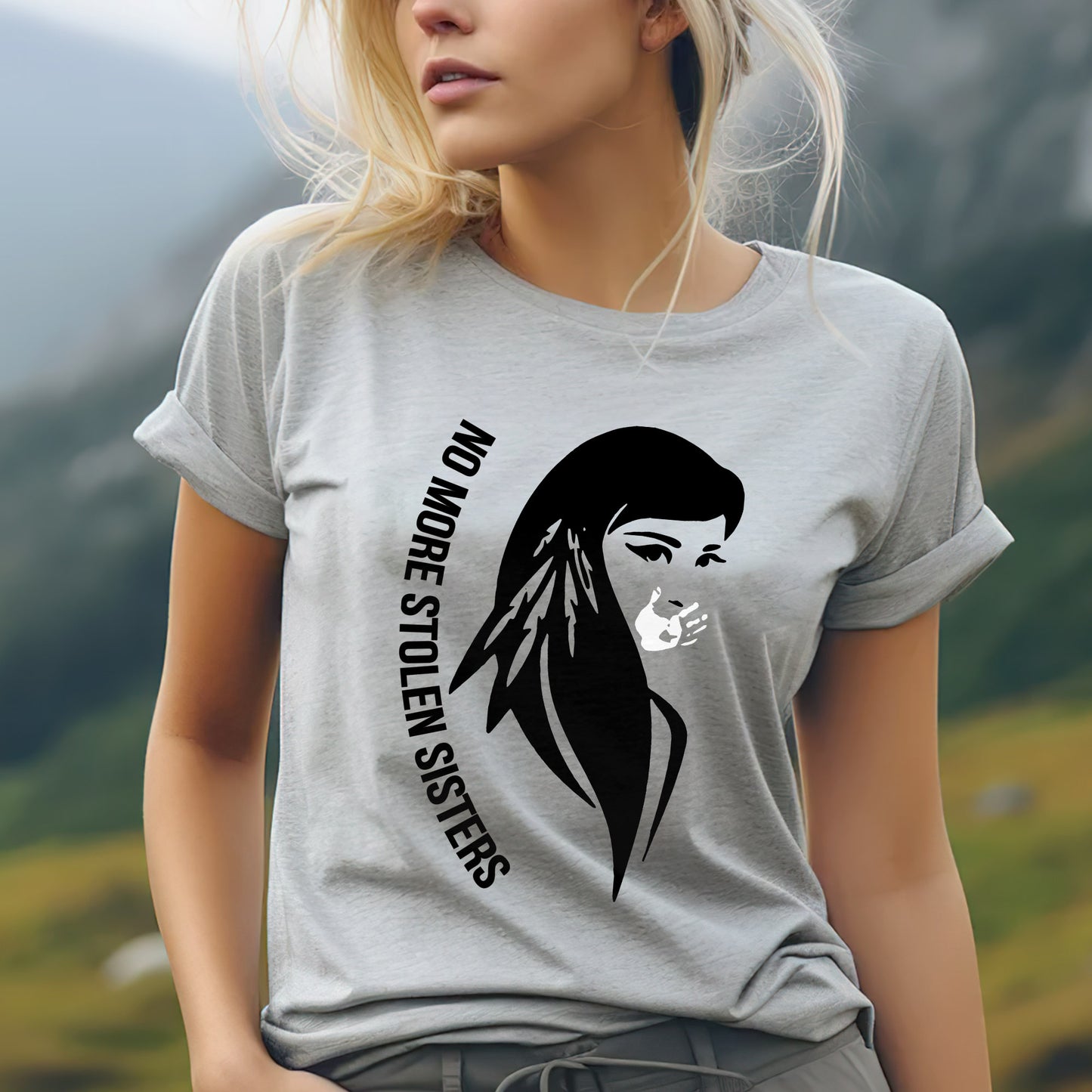 a woman wearing a t - shirt with a picture of a woman's head