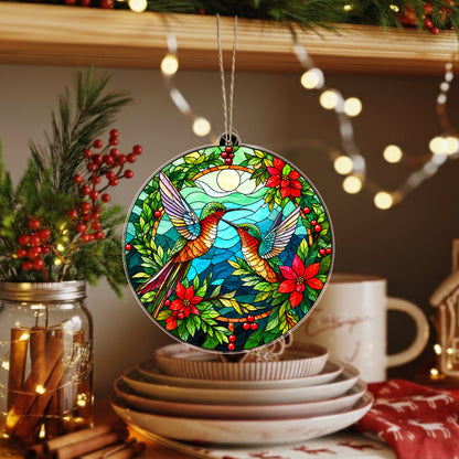 Native Hummingbird Stained Glass Acrylic Christmas Ornament