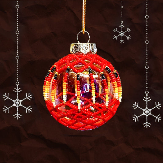 Red Beaded Handmade Ornament - Holiday Decor & Gifts