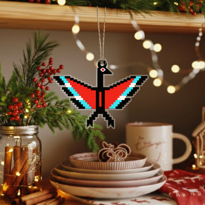 Red Turquoise Native Thunderbird Acrylic Christmas Ornament