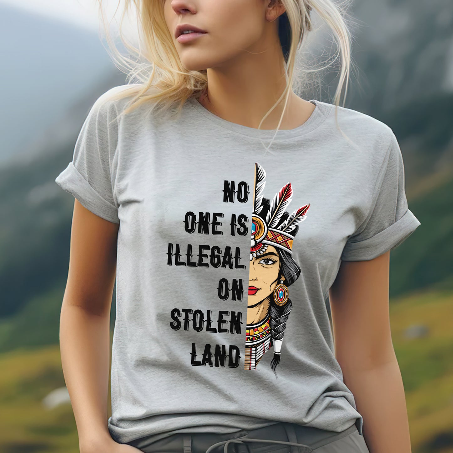NO ONE IS ILLEGAL ON STOLEN LAND INDIGENOUS RIGHTS Unisex T-Shirt/T-Shirt V-Neck/Hoodie/Sweatshirt