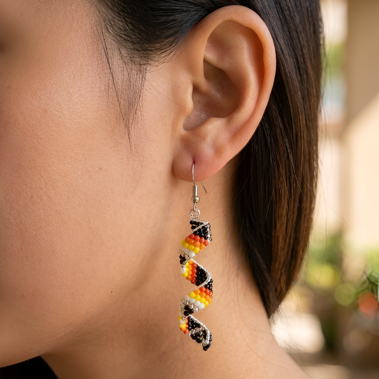Sacred Spiral Handmade Beaded Drop Turquoise Earring