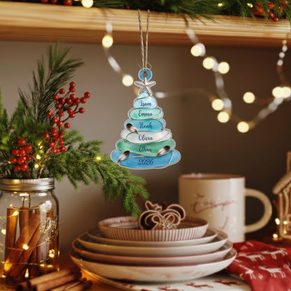 Personalized Family Tree Acrylic Ornament, Custom Names Christmas Keepsake Gift