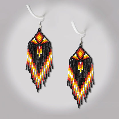 Black Sun Colors Hook Pattern Beaded Handmade Earrings For Women